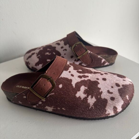 Old Navy Animal Cow Print Side Buckle Clogs Size 9 - Picture 2 of 7